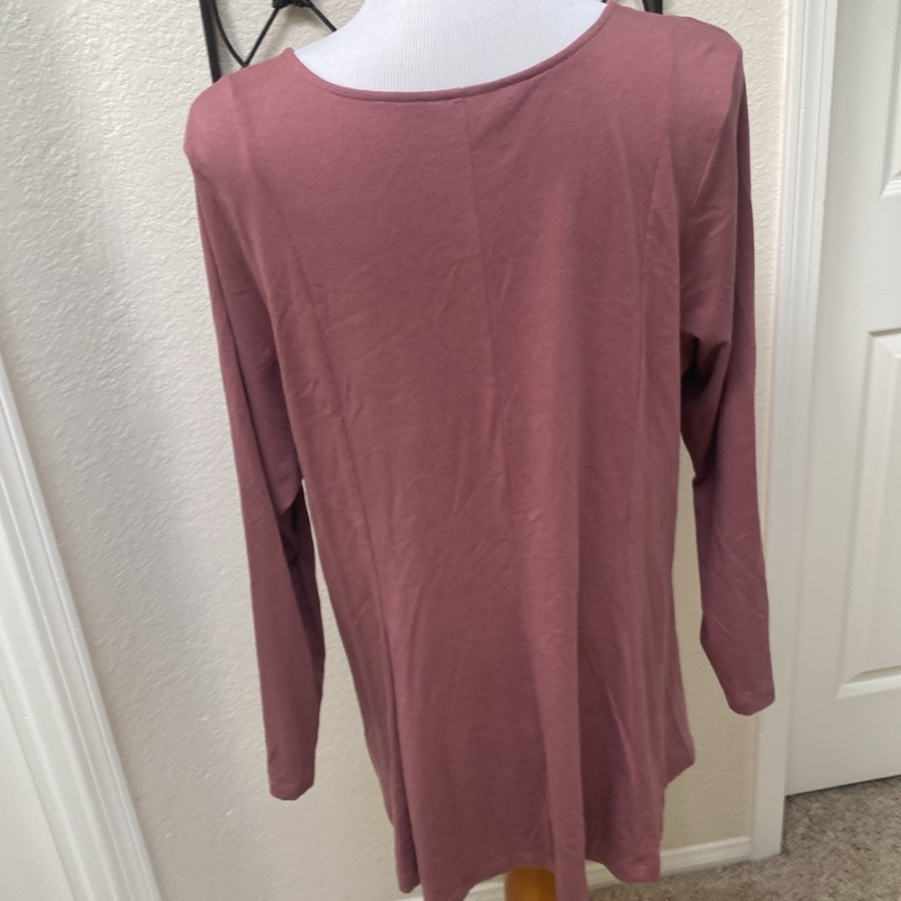 Like New Dusty Mauve Denim & Co Long Sleeve Tunic Top - Picture 3 of 3